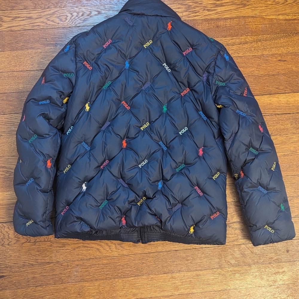 Navy Blue Ralph Lauren Puff Down Logo Jacket For Girls Size 12-14 - Picture 12 of 13